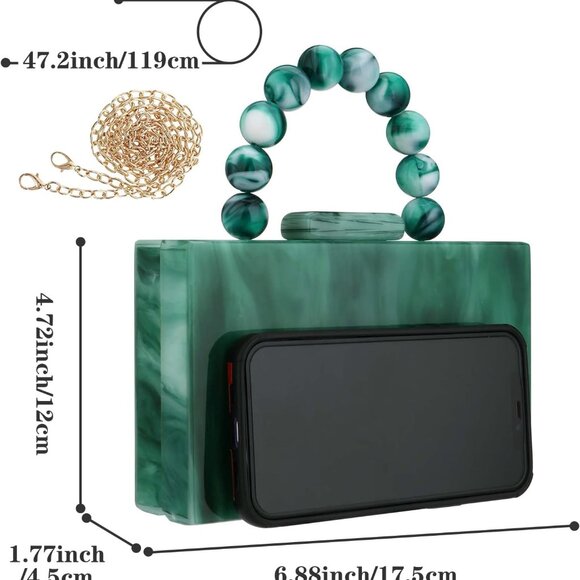 Acrylic Purses Evening Clutch Bag Marbling Handbags for Women Cross Body Bag wit - Picture 5 of 7